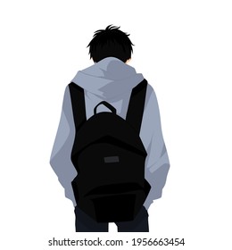 sad boy, Anime boy with black hair and hoodie, cool anime character. Vector  illustration. 23096968 Vector Art at Vecteezy