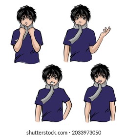 Personaje De Caricatura De Anime Boy. Ilustración del vector