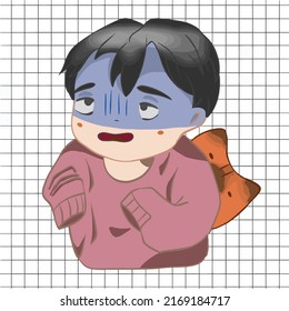 Anime boy with a cat