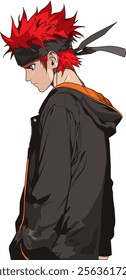 Anime Boy Character in Black Hoodie Vector