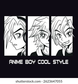 anime boy cool style black and white