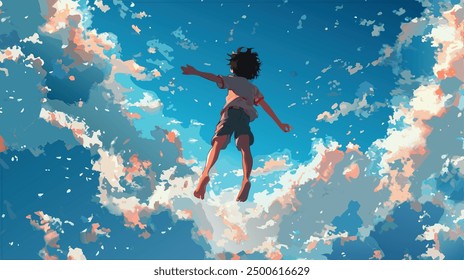 anime boy dream landscape art