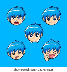 Anime boy expression sticker set 