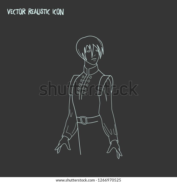 Anime Boy Icon Line Element Vector Stock Vector Royalty Free