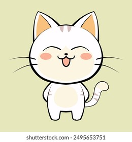 anime cartoon character orange color cute cat in spring, drawing, happy cute, art, animal, kitten, pet, graphic, cat