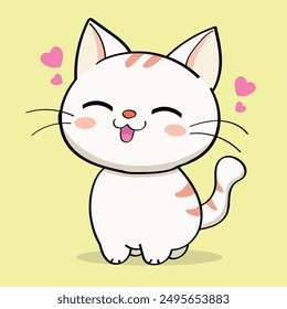 anime cartoon character orange color cute cat in spring, drawing, happy cute, art, animal, kitten, pet, graphic, cat