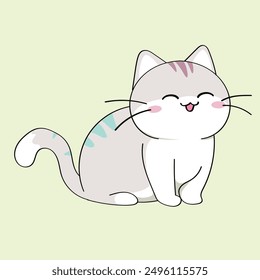 anime cartoon character orange color cute cat in spring, drawing, happy cute, art, animal, kitten, pet, graphic, cat