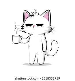 anime cartoon character orange color cute cat in spring, drawing, happy cute, art, animal, kitten, pet, graphic, cat drinking coffee, lazy cat, bored cat