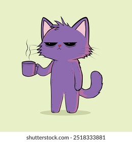 anime cartoon character orange color cute cat in spring, drawing, happy cute, art, animal, kitten, pet, graphic, cat drinking coffee, lazy cat, bored cat