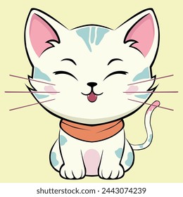 anime cartoon characters cute cats in spring pictures, happy cute, art, animals, kittens, pets, graphics, cats,