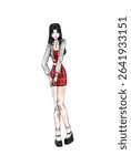 anime character girl,cartoon illustration on white.Avatar