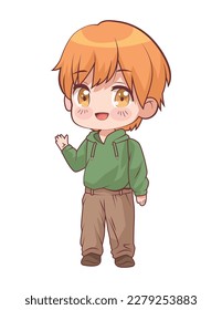 anime chibi boy personaje rubio