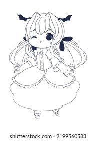 Anime Chibi Female Line Style