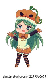 Anime Chibi Girl Halloween Pumpkin Costume