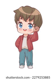 anime chibi happy boy character