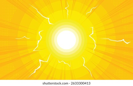 Anime Comic Background. Pop Art Style Background. Pop Up Retro Comic Background. Vector halftone illustration on yellow