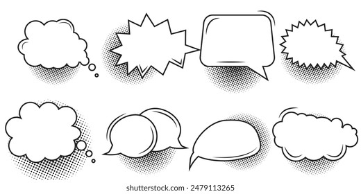 Anime comic cartoon bubble speech element graphic effects hand drawn doodle vector illustration