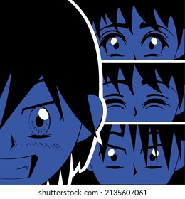 anime comic face close up set