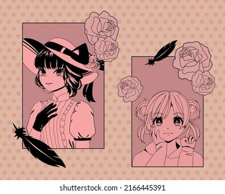 anime comic girls portrait cards