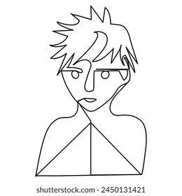 
Anime   dibujo continuo de una línea de Ilustración vectorial de contorno
