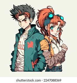 anime couple vector illustration design.