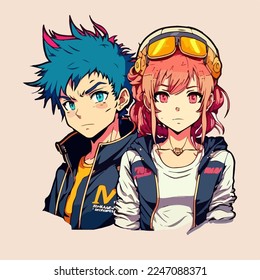 anime couple vector illustration design.