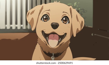 anime lindo perro, ilustración, arte