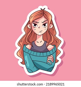 Anime cute kawaii girl character manga carton avatar concept. Vector graphic design illustration
