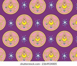 Anime design of broche lunar moon colors form seamless pattern set. vector design for paper, cover, fabric, interior decoration and other users.