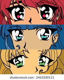 
Anime design magic girls colors form seamless pattern set. vector design for paper, cover, fabric, interior decoration and other users, t-shirt.