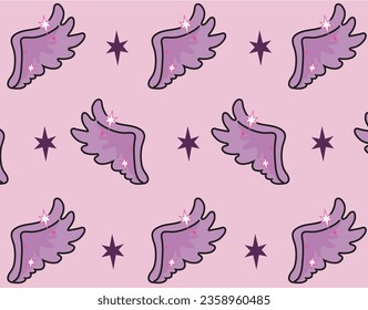 Anime design of unicorn pony alas wings colors form seamless pattern set. vector design for paper, cover, fabric, interior decoration and other users.