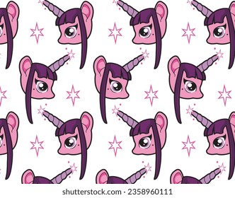 Anime design of unicorn pony colors form seamless pattern set. vector design for paper, cover, fabric, interior decoration and other users.