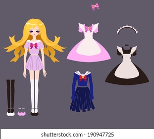 Anime doll outfit set. Clothes changing game