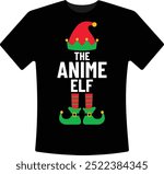 The Anime Elf Christmas T-Shirt Design Holiday Elf Christmas Graphic