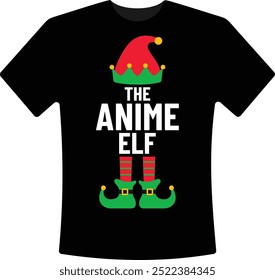 The Anime Elf Christmas T-Shirt Design Holiday Elf Christmas Graphic