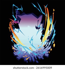 Anime emotion effect Doodle hand drawn design elements. Cartoon explosion effect, splash, exclamation. grunge, thunder, lighting, water, and fire . Vector illustration