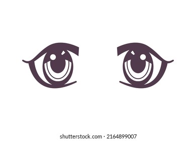 Anime-Auge-Vektorgrafik-Illustration einzeln auf weißem Hintergrund.
