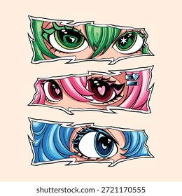 Anime Eyes Art Asset vector illustration