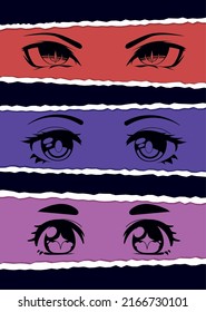 diseño de conjunto de ojos de anime