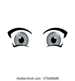 Anime Eyes. Human eyes closeup. Beautiful big cartoon eyes. Vector illustration