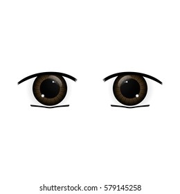 Anime Eyes. Human eyes closeup. Beautiful big cartoon eyes. Vector illustration