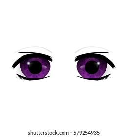 Anime Eyes. Human eyes closeup. Beautiful big cartoon eyes. Vector illustration