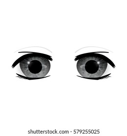 Anime Eyes. Human eyes closeup. Beautiful big cartoon eyes. Vector illustration