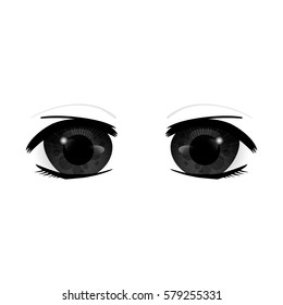 Anime Eyes. Human eyes closeup. Beautiful big cartoon eyes. Vector illustration