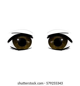 Anime Eyes. Human eyes closeup. Beautiful big cartoon eyes. Vector illustration
