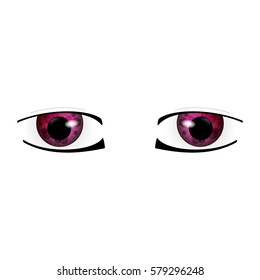 Anime Eyes. Human eyes closeup. Beautiful big cartoon eyes. Vector illustration