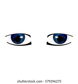 Anime Eyes. Human eyes closeup. Beautiful big cartoon eyes. Vector illustration