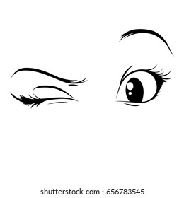 Anime eyes on a white background. A glance, a wink. Vector girl eyes. svg