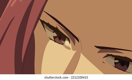 Anime Face Character Girl From Cartoon. Manga Hero In Japanese Style