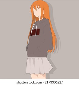 animierte Figur, Vektorgrafik. EPS-Format, Animes Mädchen, Anime-Zeichen.